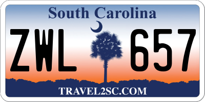 SC license plate ZWL657