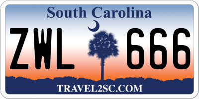 SC license plate ZWL666