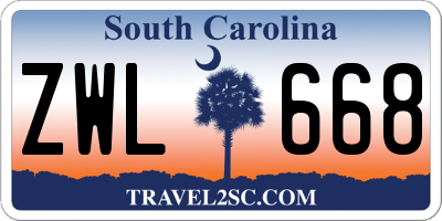 SC license plate ZWL668