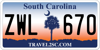 SC license plate ZWL670