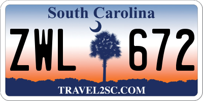 SC license plate ZWL672