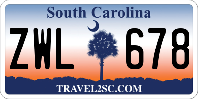SC license plate ZWL678