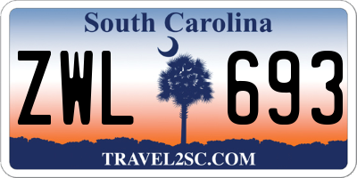 SC license plate ZWL693