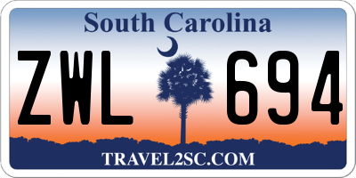 SC license plate ZWL694