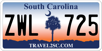 SC license plate ZWL725