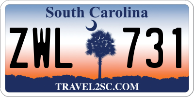 SC license plate ZWL731
