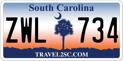SC license plate ZWL734