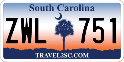 SC license plate ZWL751