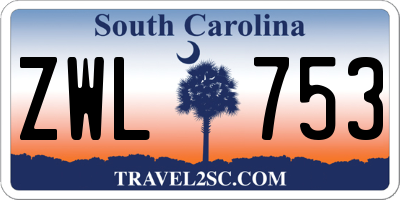 SC license plate ZWL753