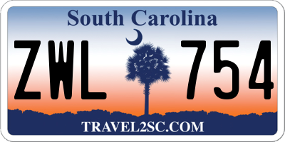 SC license plate ZWL754
