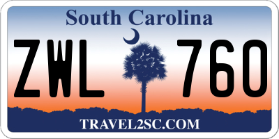 SC license plate ZWL760