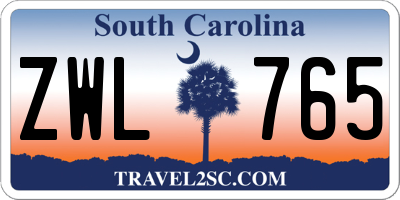 SC license plate ZWL765