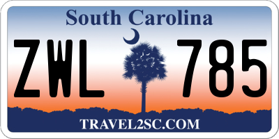SC license plate ZWL785