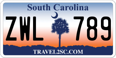 SC license plate ZWL789