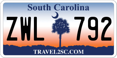 SC license plate ZWL792
