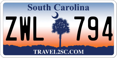 SC license plate ZWL794