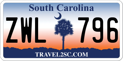 SC license plate ZWL796