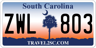 SC license plate ZWL803