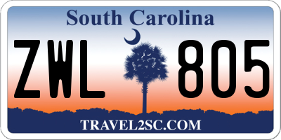 SC license plate ZWL805