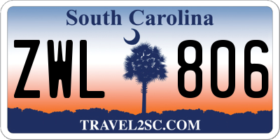 SC license plate ZWL806