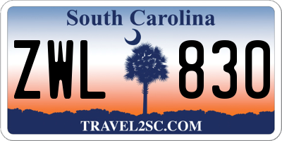 SC license plate ZWL830
