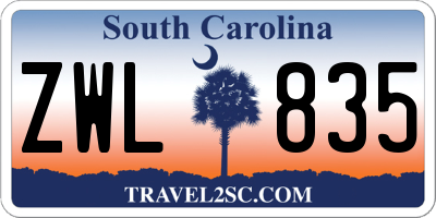 SC license plate ZWL835