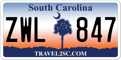 SC license plate ZWL847