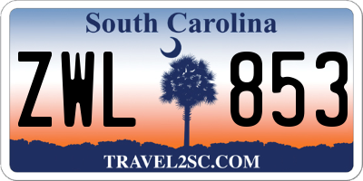 SC license plate ZWL853