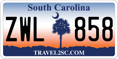 SC license plate ZWL858