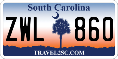 SC license plate ZWL860