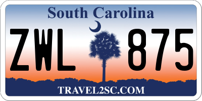 SC license plate ZWL875