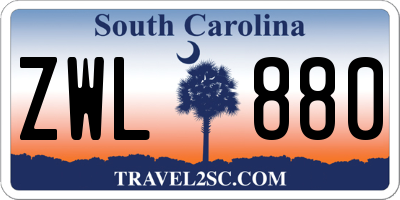 SC license plate ZWL880