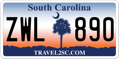 SC license plate ZWL890