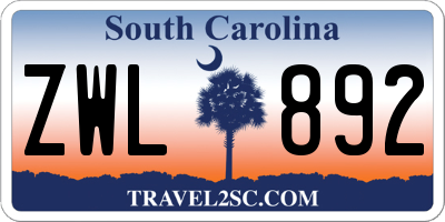 SC license plate ZWL892