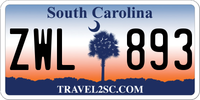 SC license plate ZWL893