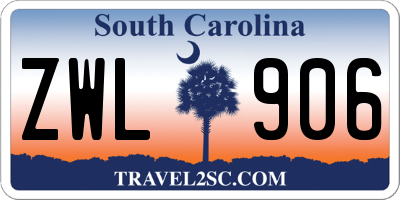 SC license plate ZWL906