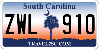 SC license plate ZWL910