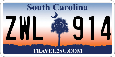 SC license plate ZWL914