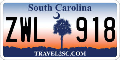 SC license plate ZWL918