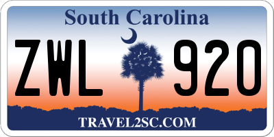 SC license plate ZWL920