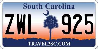 SC license plate ZWL925