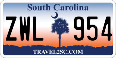 SC license plate ZWL954