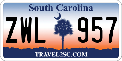 SC license plate ZWL957