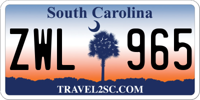 SC license plate ZWL965