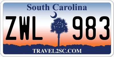 SC license plate ZWL983