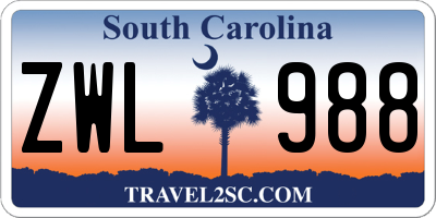 SC license plate ZWL988