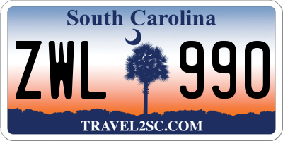 SC license plate ZWL990