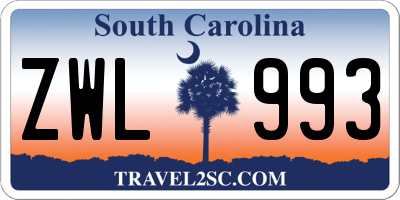 SC license plate ZWL993