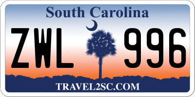 SC license plate ZWL996