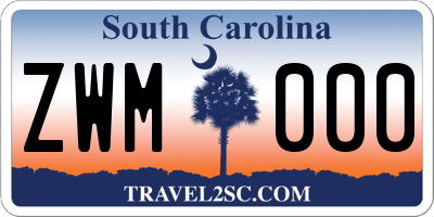 SC license plate ZWM000